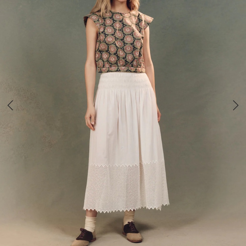 THE CANARY SKIRT WITH HONEYCOMB EYELET.